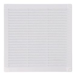 Rejilla Ventilación Cuadrada Con Tapones Y Mosquitera 250X250X7Mm Abs Blanca
