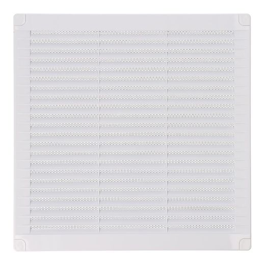 Rejilla Ventilación Cuadrada Con Tapones Y Mosquitera 250X250X7Mm Abs Blanca