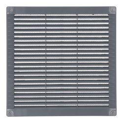 Rejilla Ventilación Cuadrada Con Tapones Y Mosquitera 250X250X7Mm Abs Gris