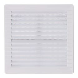 Rejilla Ventilación Cuadrada Empotrable Ajustable Ø 80-150 Con Mosquitera 170X170X11,5Mm Abs Blanca