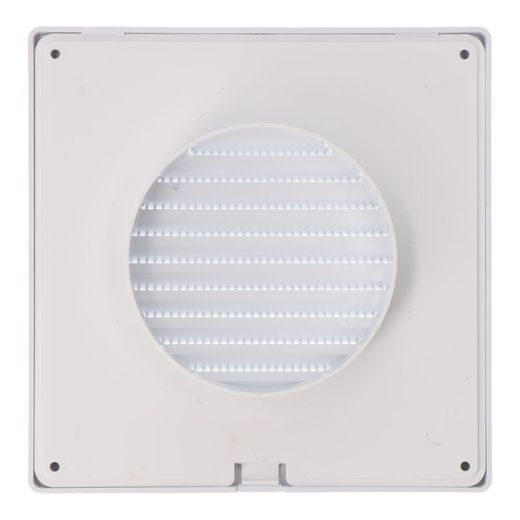Rejilla Ventilación Cuadrada Empotrable Ø 100Mm Con Mosquitera 170X170X10Mm Abs Blanca