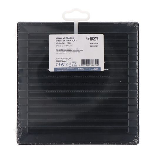 Rejilla Ventilación Cuadrada Empotrable Ø 100Mm Con Mosquitera 170X170X10Mm Abs Gris Antracita