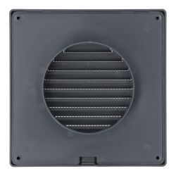 Rejilla Ventilación Cuadrada Empotrable Ø 100Mm Con Mosquitera 170X170X11,5Mm Abs Gris