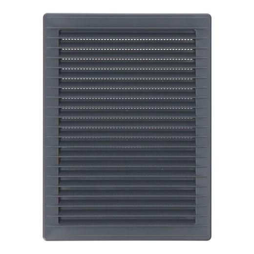 Rejilla Ventilacíón Rectangular Empotrable Con Mosquitera Abs 135X205Mm Gris