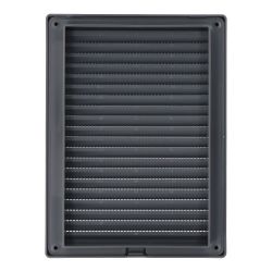 Rejilla Ventilacíón Rectangular Empotrable Con Mosquitera Abs 135X205Mm Gris