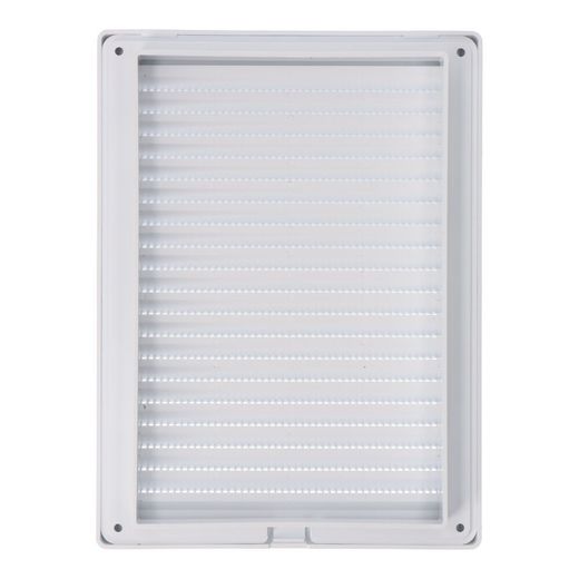 Rejilla Ventilacíón Rectangular Empotrable Con Mosquitera Abs 137X207Mm Blanco