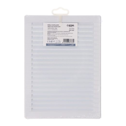Rejilla Ventilacíón Rectangular Empotrable Con Mosquitera Abs 137X207Mm Blanco