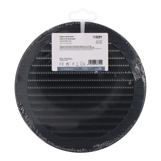 Rejilla Ventilación Redonda Empotrable Con Mosquitera Ø150Mm Abs Gris Antracita