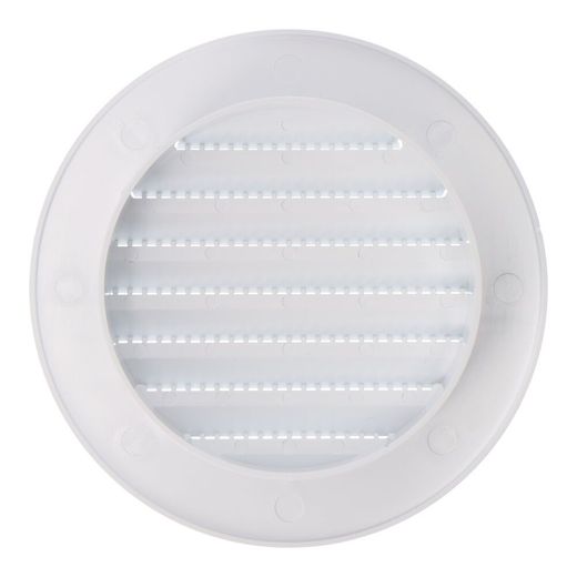 Rejilla Ventilación Redonda Empotrable Con Mosquitera Ø80Mm Abs Blanca