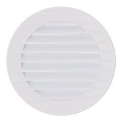 Rejilla Ventilación Redonda Empotrable Con Mosquitera Ø90Mm Abs Blanca