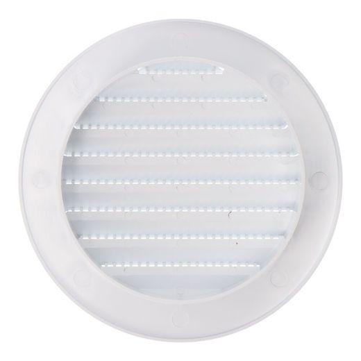 Rejilla Ventilación Redonda Empotrable Con Mosquitera Ø90Mm Abs Blanca
