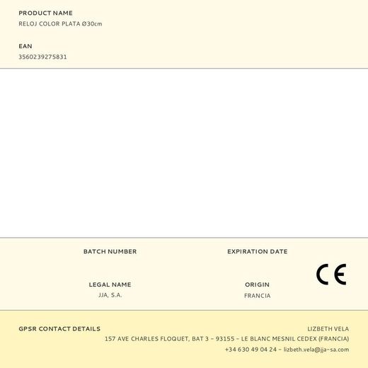 Reloj Color Plata Ø30Cm