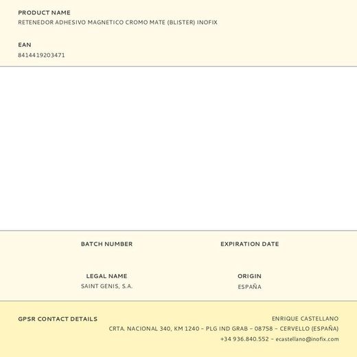 Retenedor Adhesivo Magnetico Cromo Mate (Blister) Inofix