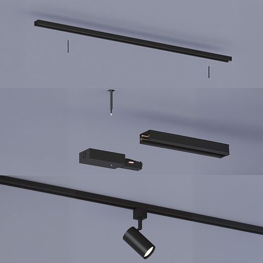 Riel De Extensión Easylink 2 Uds X 1 M Con Alimentación, Negro