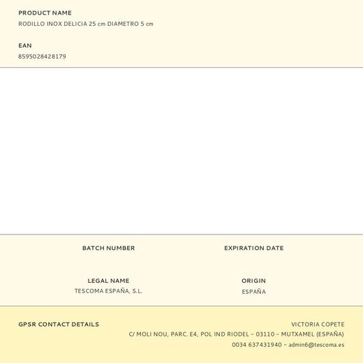 Rodillo Inox Delicia Ø5 X 25 Cm