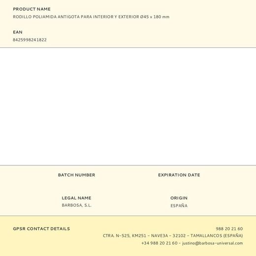 Rodillo Poliamida Antigota Para Interior Y Exterior Ø45 X 180 Mm