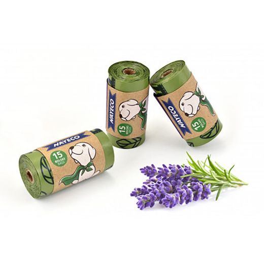 Rollo De 15 Bolsas Higiénicas Degradables Aroma Lavanda 33 X 22 Cm