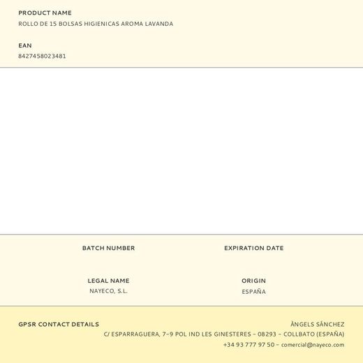 Rollo De 15 Bolsas Higiénicas Degradables Aroma Lavanda 33 X 22 Cm