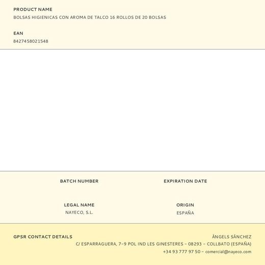 Rollo De 20 Bolsas Higiénicas Con Aroma De Talco Colores Surtidos 32 X 22 Cm, 16 Uds