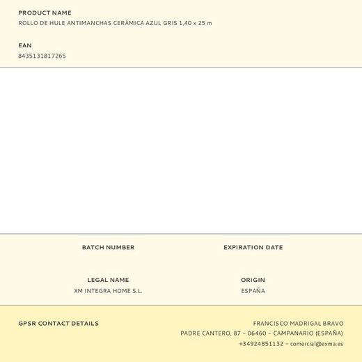 Rollo De Hule Antimanchas Cerámica Azul Gris 1,40 X 25 M