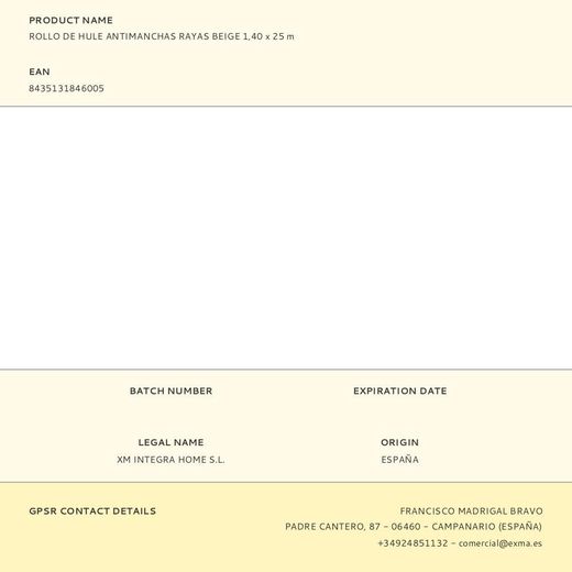 Rollo De Hule Antimanchas Rayas Beige 1,40 X 25 M