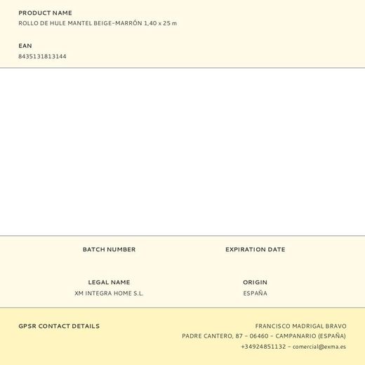 Rollo De Hule Mantel Beige-Marrón 1,40 X 25 M