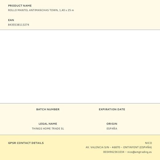 Rollo Mantel Antimanchas Town 1,40 X 25 M