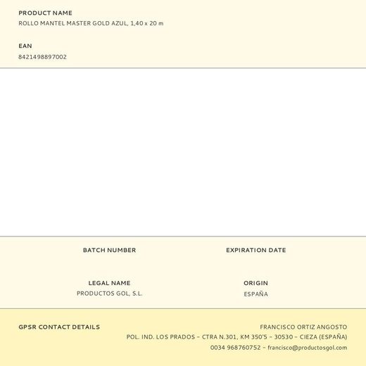 Rollo Mantel Master Gold Azul 1,40 X 20 M