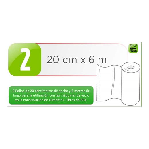 Rollos De Conservación Al Vacío 20 X 600 Cm, 2 Uds