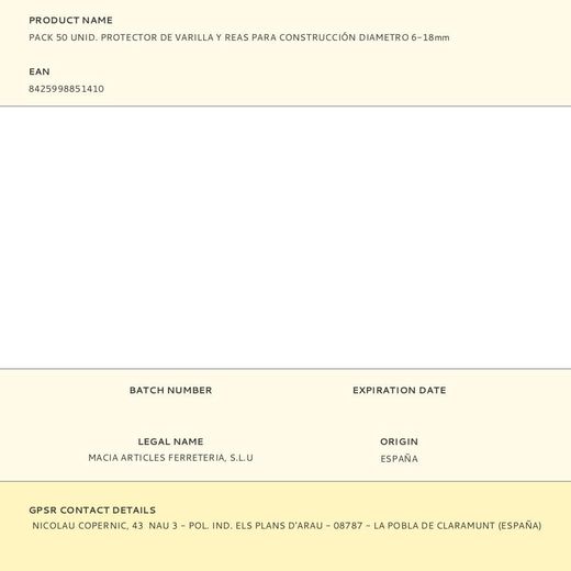 Rotector De Varilla Y Reas Para Construcción Ø6-18 Mm, Pack 50 Uds