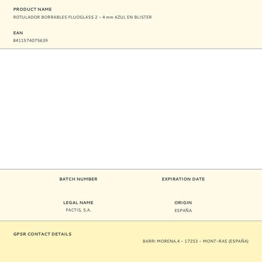 Rotulador Borrables Fluoglass 2 - 4 Mm Azul En Blister