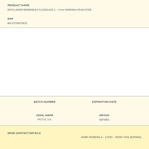 Rotulador Borrables Fluoglass 2 - 4 Mm Naranja En Blister