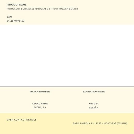 Rotulador Borrables Fluoglass 2 - 4 Mm Rosa En Blister