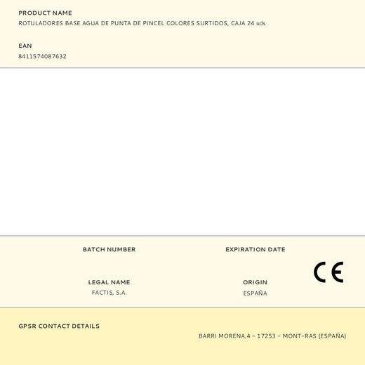 Rotuladores Base Agua De Punta De Pincel Colores Surtidos, Caja 24 Uds