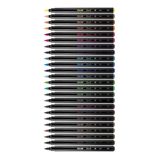 Rotuladores Base Agua De Punta De Pincel Colores Surtidos, Caja 24 Uds