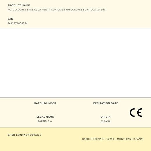 Rotuladores Base Agua Punta Conica Ø5 Mm Colores Surtidos, 24 Uds