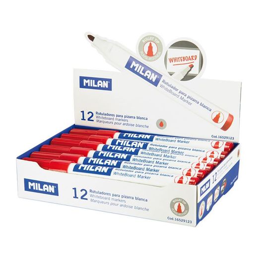 Rotuladores Para Pizarra Blanca Ø4,7Mm Rojo, Caja 12 Uds