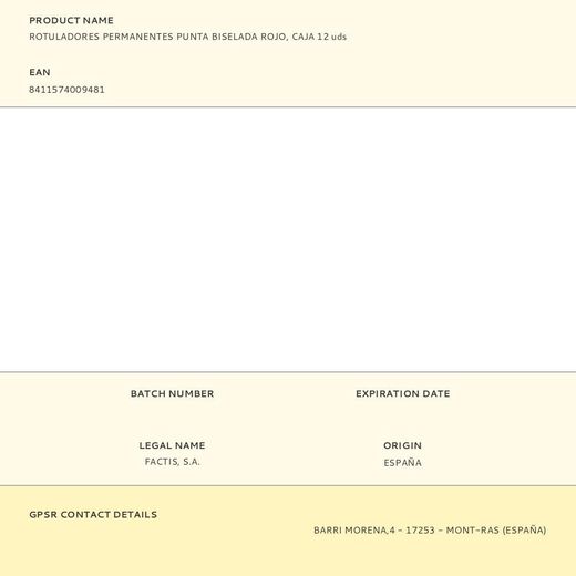 Rotuladores Permanentes Punta Biselada Rojo, Caja 12 Uds