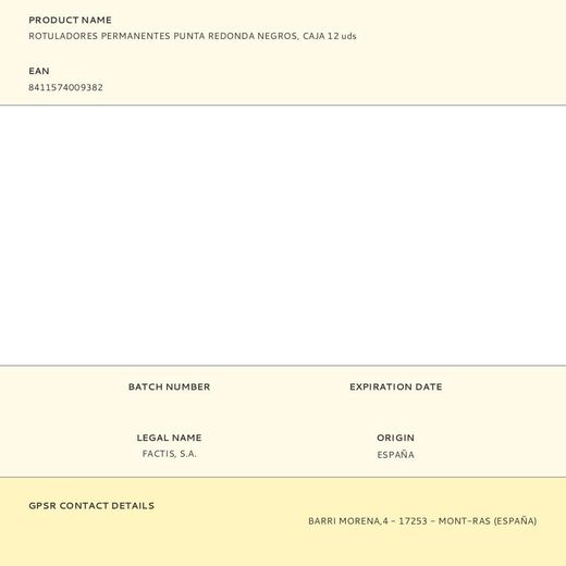 Rotuladores Permanentes Punta Redonda Negros, Caja 12 Uds