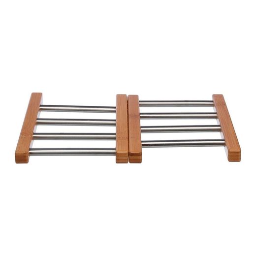Salvamantel Extensible De Bambu E Inoxidable 35,2 X 22,2 X 2 Cm