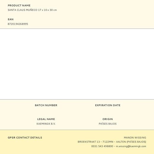 Santa Claus Muñeco Decorativo 17 X 10 X 30 Cm