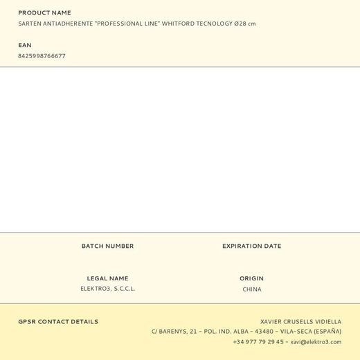 Sartén Antiadherente "Professional Line" Whitford Tecnology Ø28 Cm