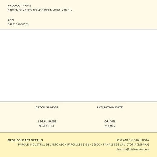 Sartén De Acero Aisi 430 Optimax Roja Ø20 Cm