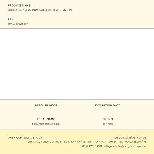 Sartén De Acero Inoxidable Hi-Tech 3  Ø20 Cm