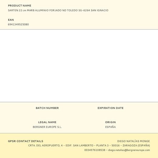 Sartén De Aluminio Forjado Inducción Toledo Ø22 Cm