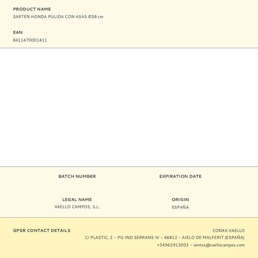 Sartén Honda Pulida Con Asas Ø38Cm