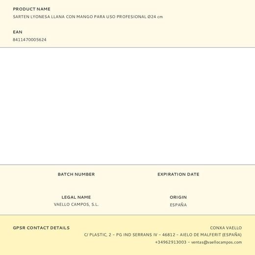 Sartén Lyonesa Llana Con Mango Para Uso Profesional Ø24 Cm