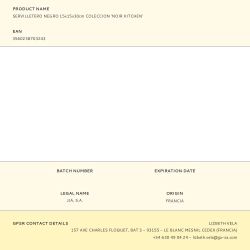 Servilletero Negro Colección Noir Kitchen 15 X 15 X 30 Cm