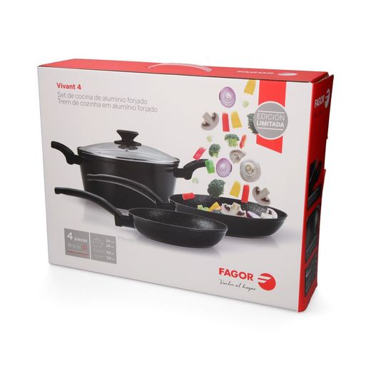 Set 2 Sartenes + 1 Olla, Vivant, Negra, Aluminio, Medidas: Sartenes Ø20 / Ø24 Cm Y Olla Ø24 Cm