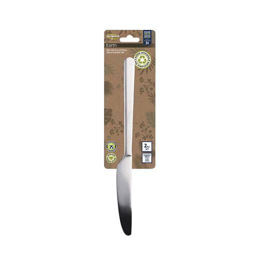 Cuchillo De Acero Inoxidable Reciclado Brillo Earth, Blister 2 Uds